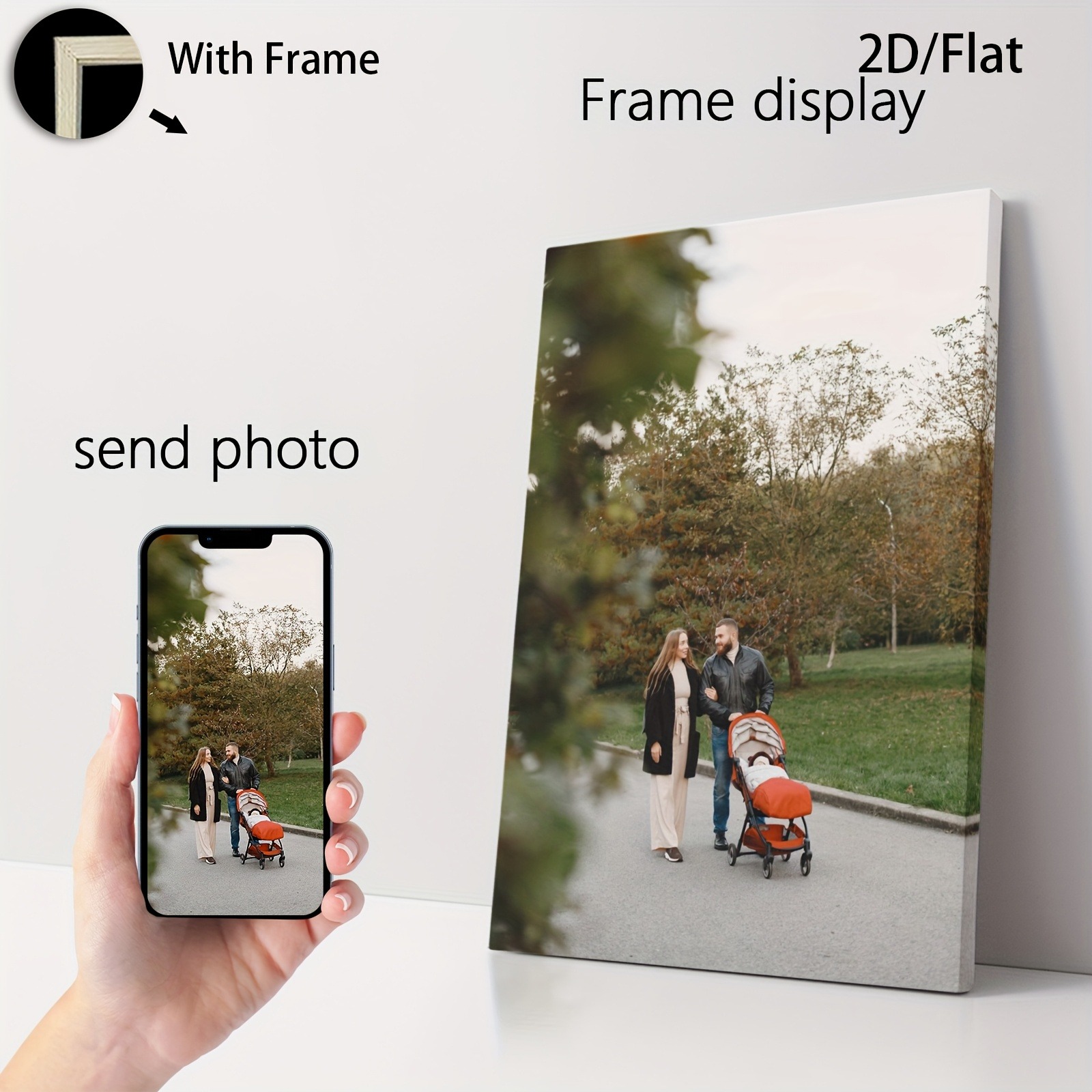 Engraved Wood Frame - 1pc Wooden Framed Poster, Personalized Picture