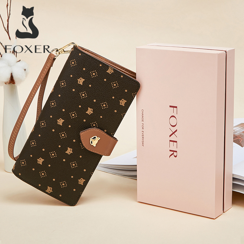 FOXER Women Long Wallet Card & - Monogram Keychain Leather 评论和价格