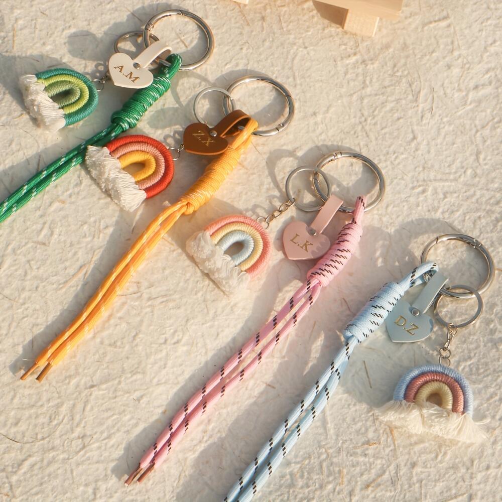 Custom Initial Heart Leather T - Monogram Keychain Leather 评论和价格