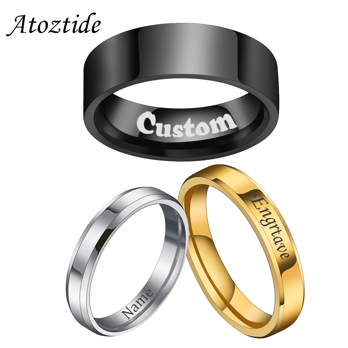 Atoztide 4/6/8mm Personalized  - Initial Ring Custom 评论和价格