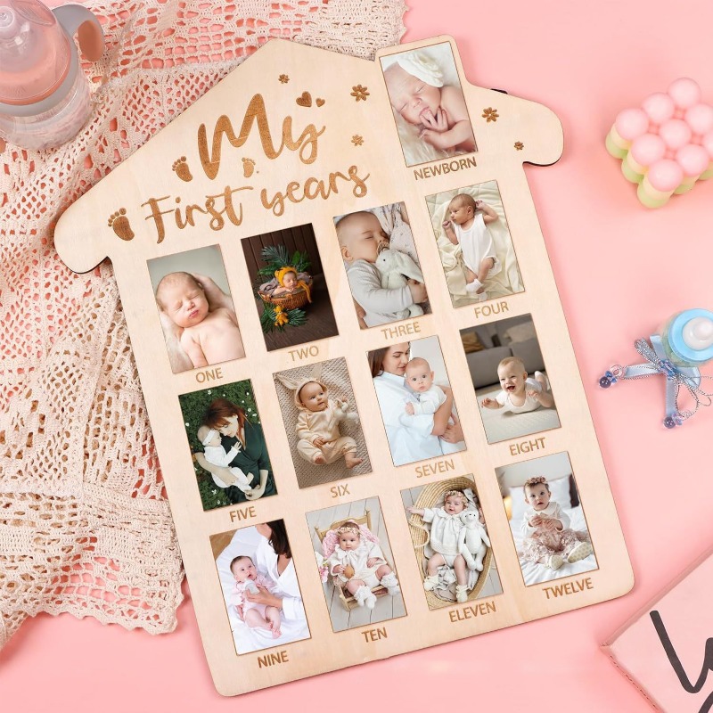 Wooden Baby Commemorative Phot - Engraved Wood Frame 评论和价格