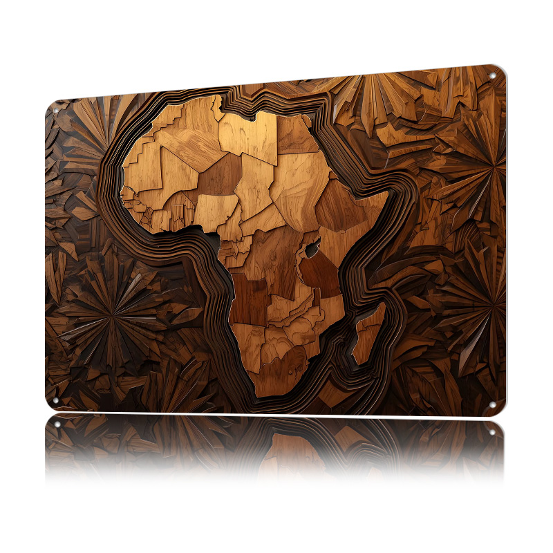 Africa Map Wood Carving Art Pr - Custom Map Poster 评论和价格