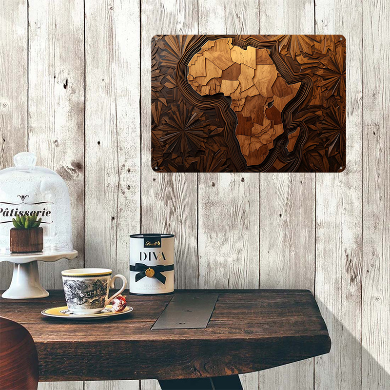 Africa Map Wood Carving Art Pr - Custom Map Poster 评论和价格